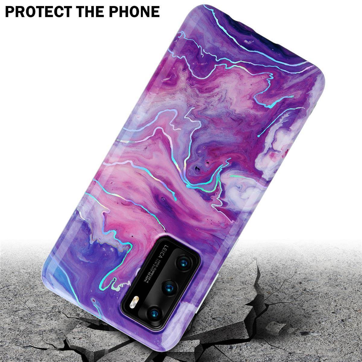 Cadorabo Schutzhülle für Huawei P40 Hülle in Lila TPU Handyhülle Etui Case Cover