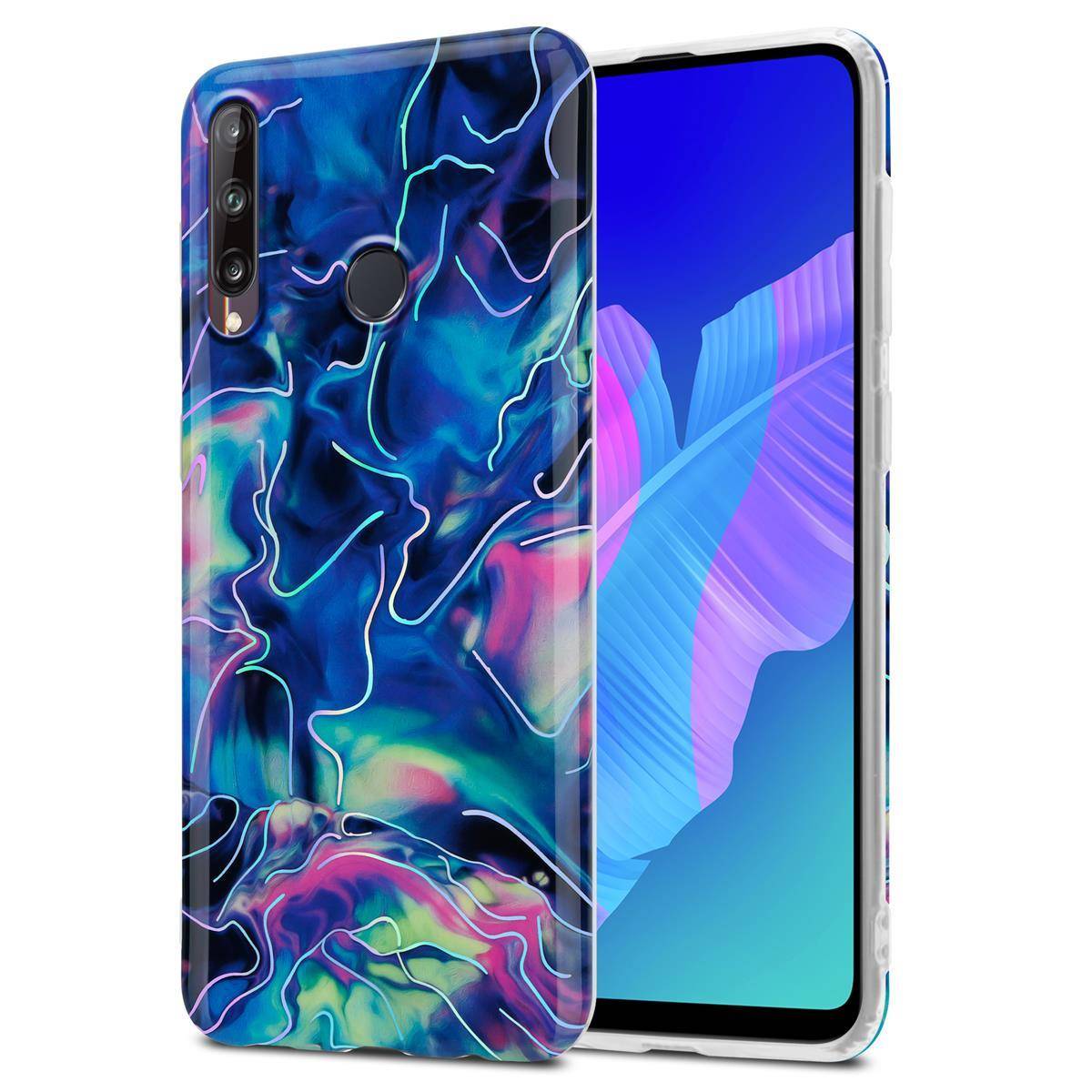 Cadorabo Schutzhülle für Huawei P40 LITE E Hülle in Blau TPU Handyhülle Etui Case Cover