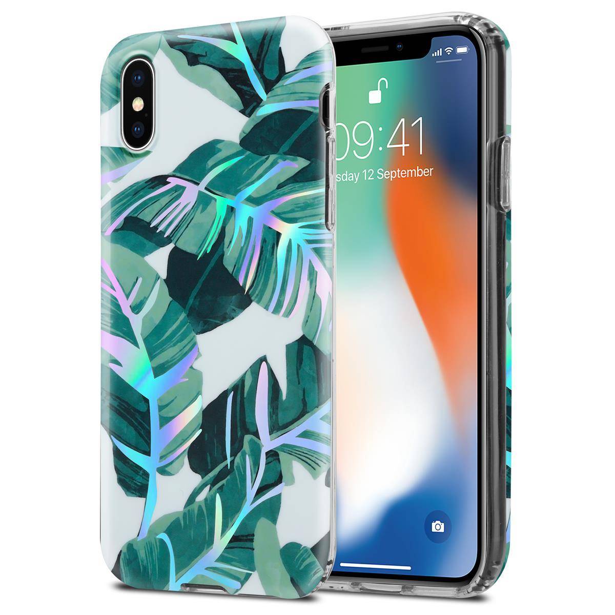 Cadorabo Hülle für Apple iPhone X / XS Schutz Hülle mit Weiß TPU Etui Blumen Flower Cover Case