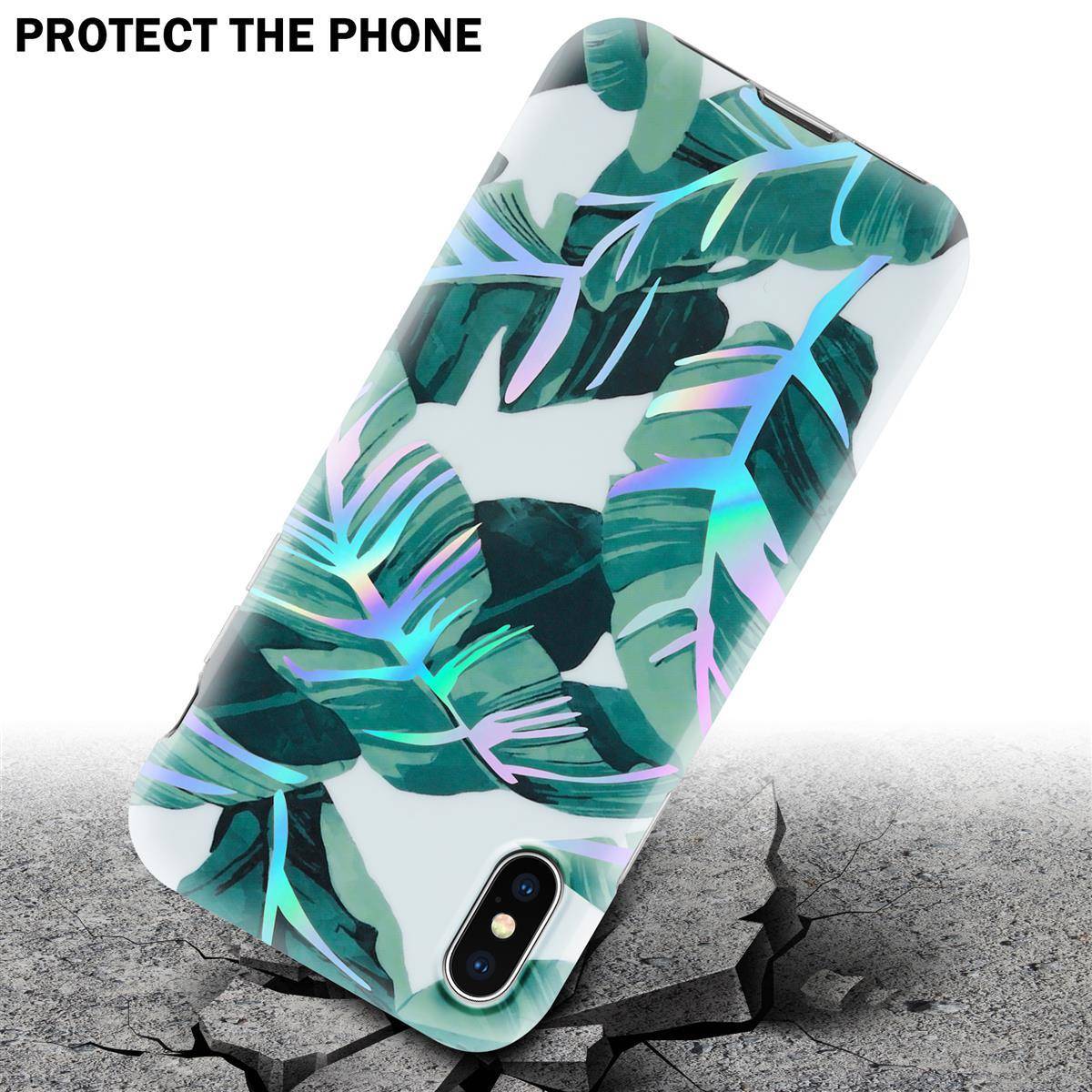 Cadorabo Hülle für Apple iPhone X / XS Schutz Hülle mit Weiß TPU Etui Blumen Flower Cover Case