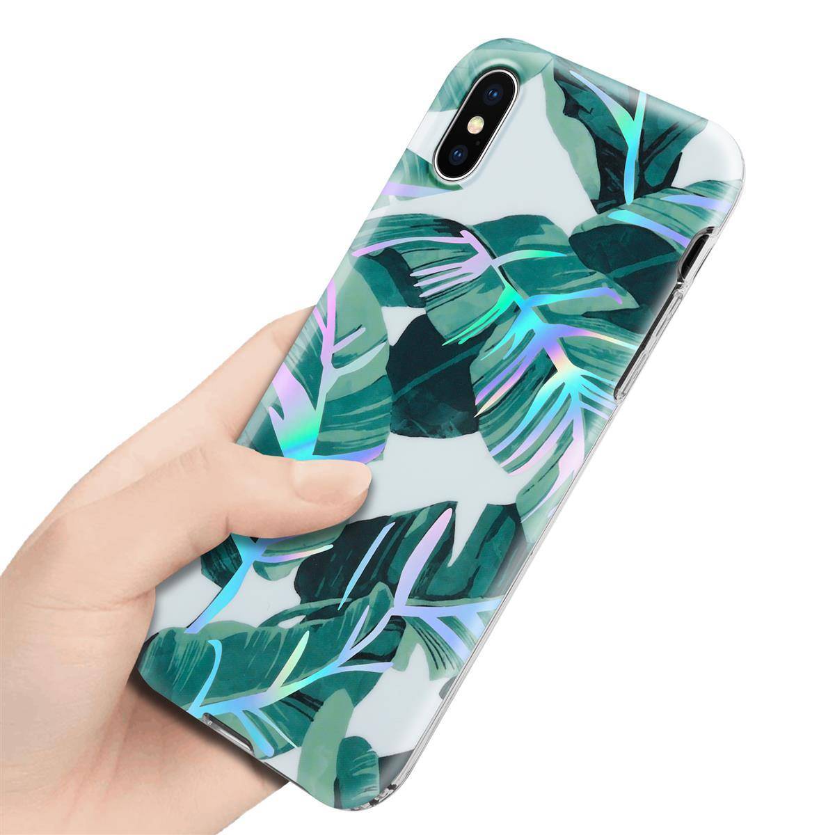 Cadorabo Hülle für Apple iPhone X / XS Schutz Hülle mit Weiß TPU Etui Blumen Flower Cover Case