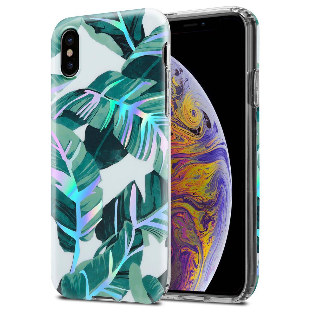Cadorabo Hülle für Apple iPhone XS MAX Schutz Hülle mit Weiß TPU Etui Blumen Flower Cover Case