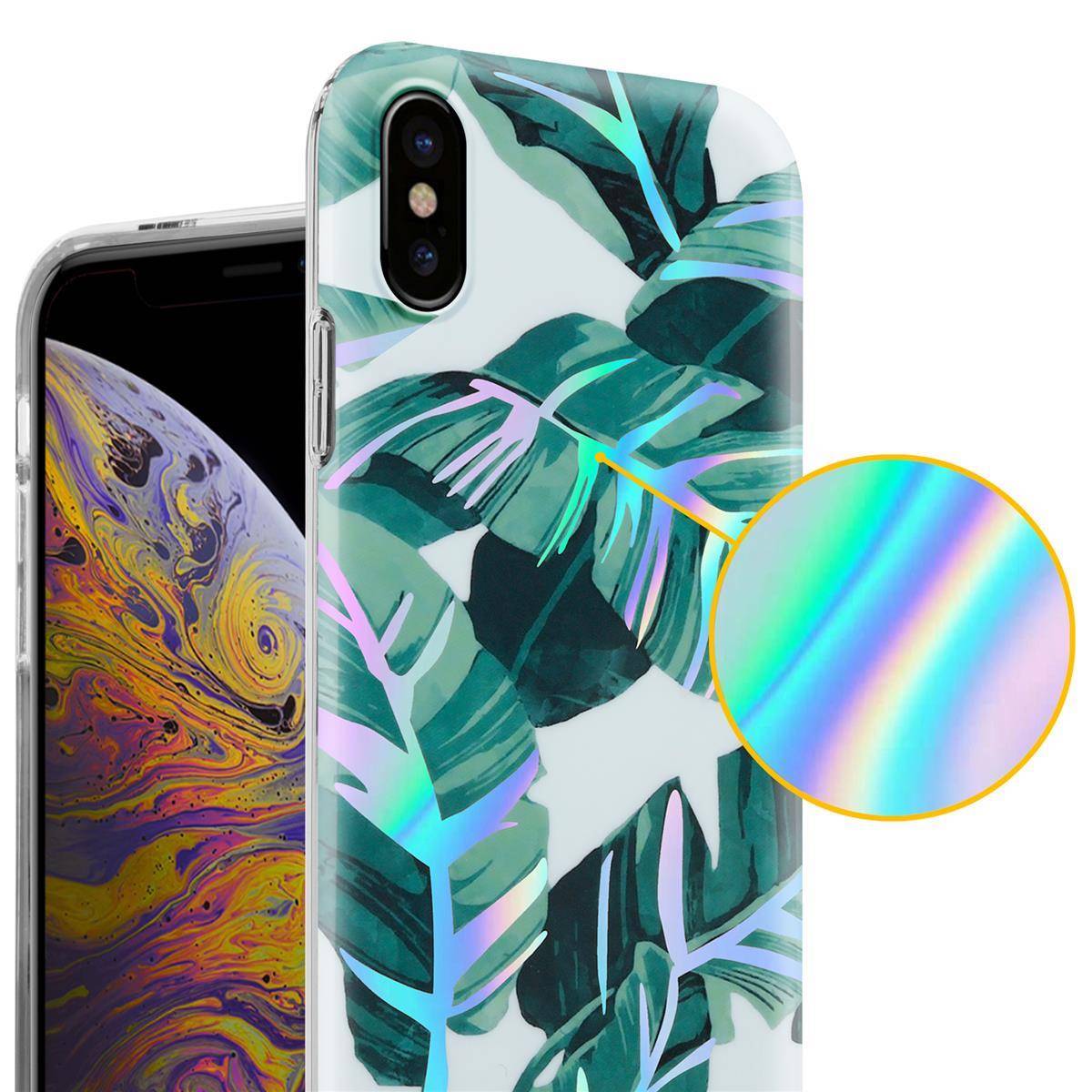 Cadorabo Hülle für Apple iPhone XS MAX Schutz Hülle mit Weiß TPU Etui Blumen Flower Cover Case