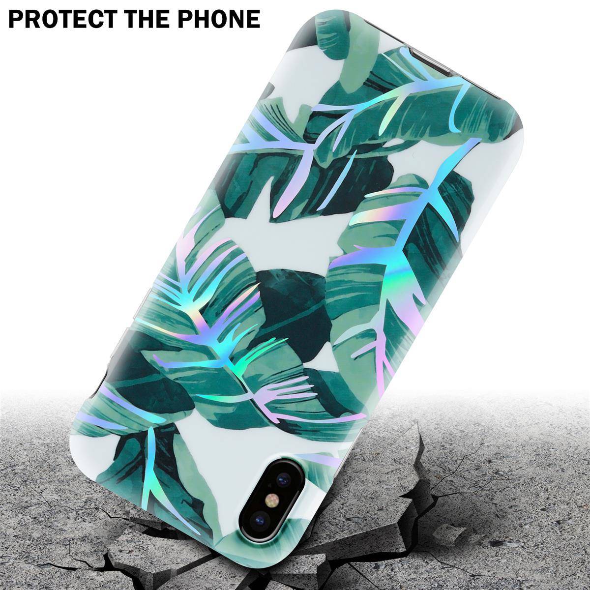 Cadorabo Hülle für Apple iPhone XS MAX Schutz Hülle mit Weiß TPU Etui Blumen Flower Cover Case