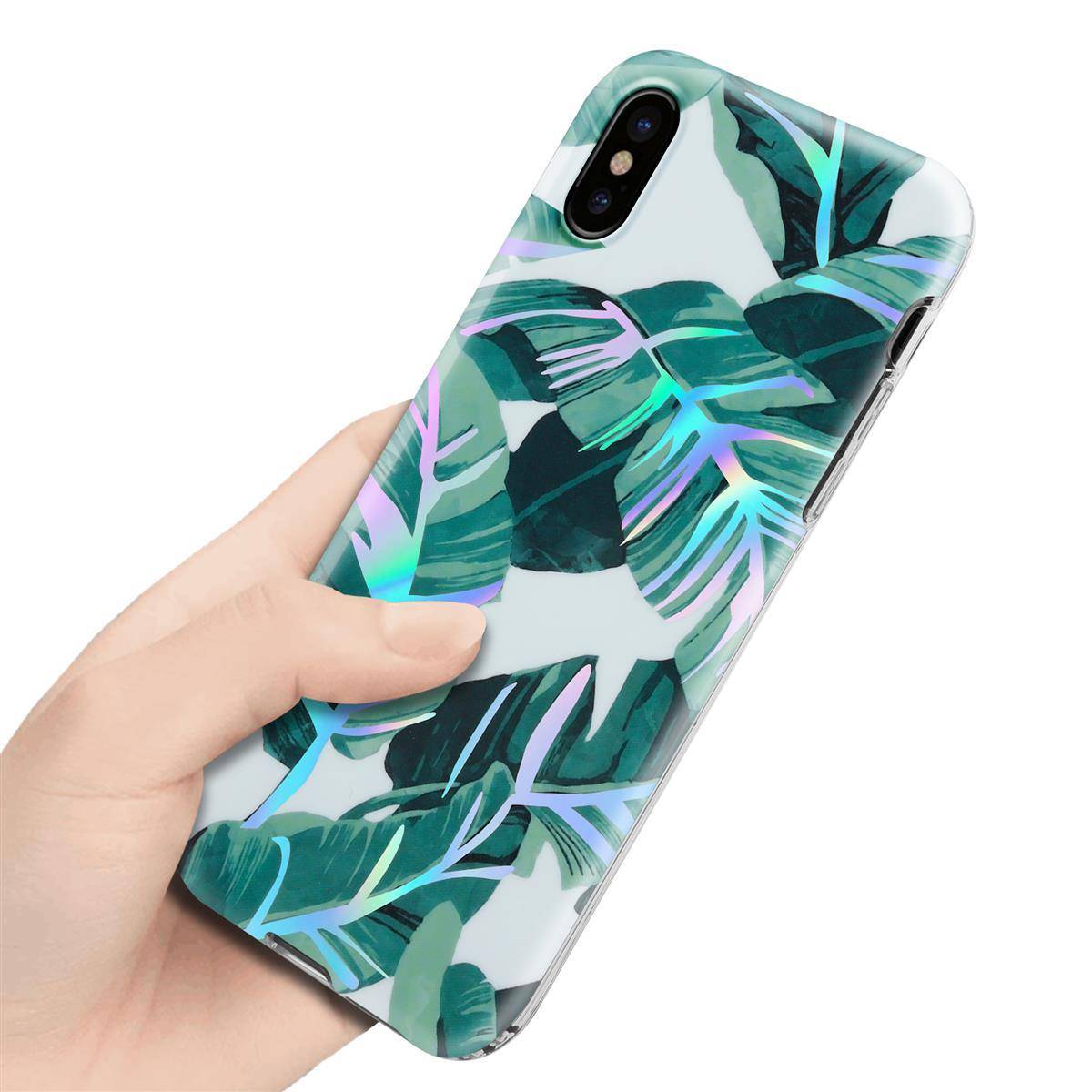 Cadorabo Hülle für Apple iPhone XS MAX Schutz Hülle mit Weiß TPU Etui Blumen Flower Cover Case