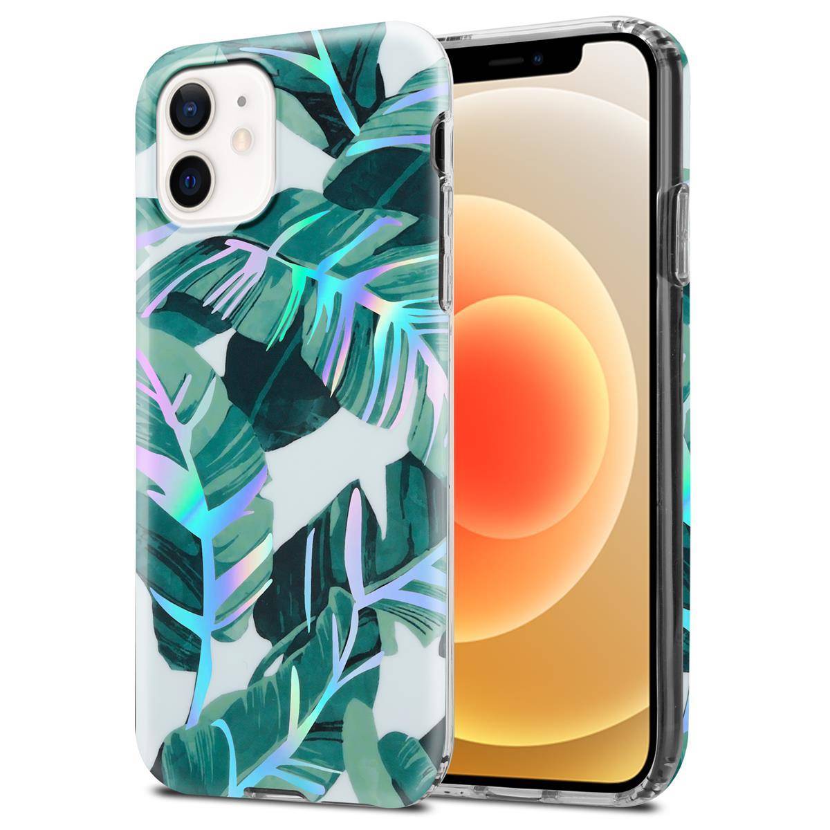 Cadorabo Hülle für Apple iPhone 12 / 12 PRO Schutz Hülle mit Weiß TPU Etui Blumen Flower Cover Case
