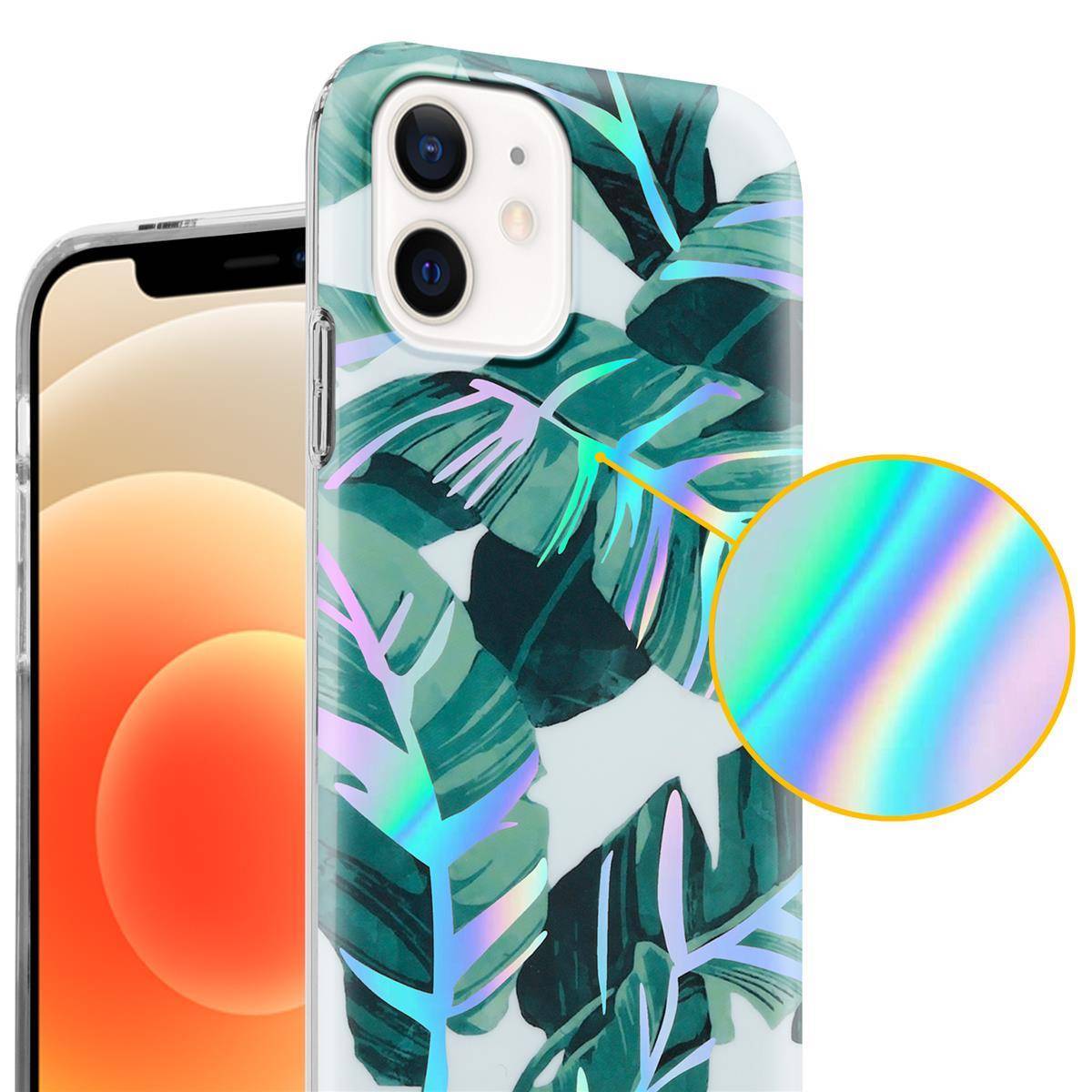 Cadorabo Hülle für Apple iPhone 12 / 12 PRO Schutz Hülle mit Weiß TPU Etui Blumen Flower Cover Case
