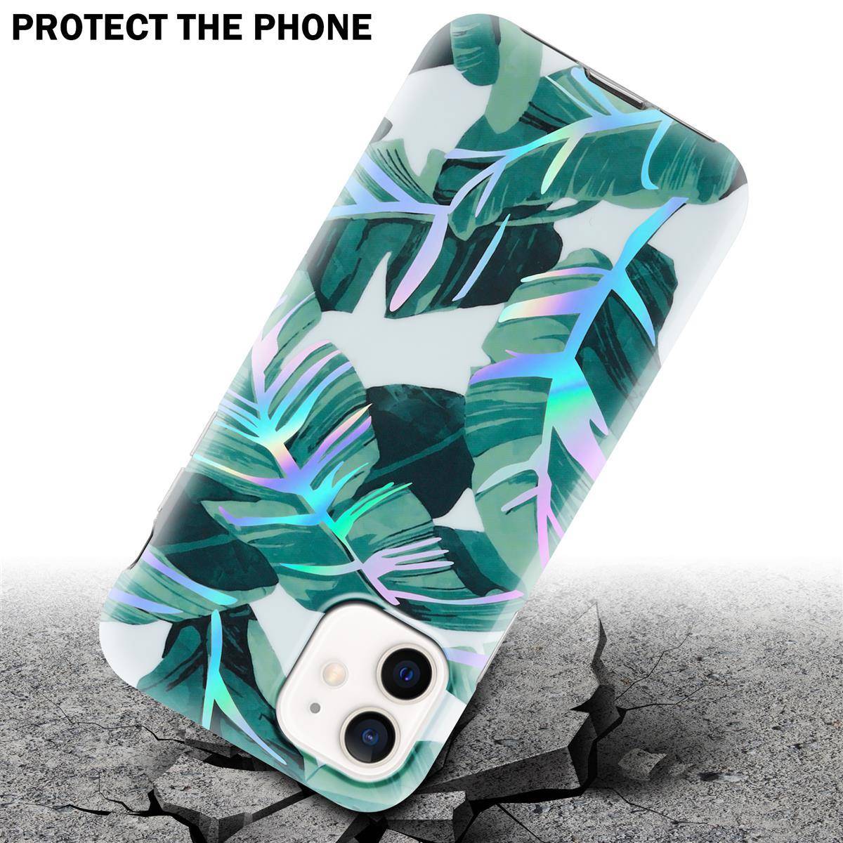 Cadorabo Hülle für Apple iPhone 12 / 12 PRO Schutz Hülle mit Weiß TPU Etui Blumen Flower Cover Case
