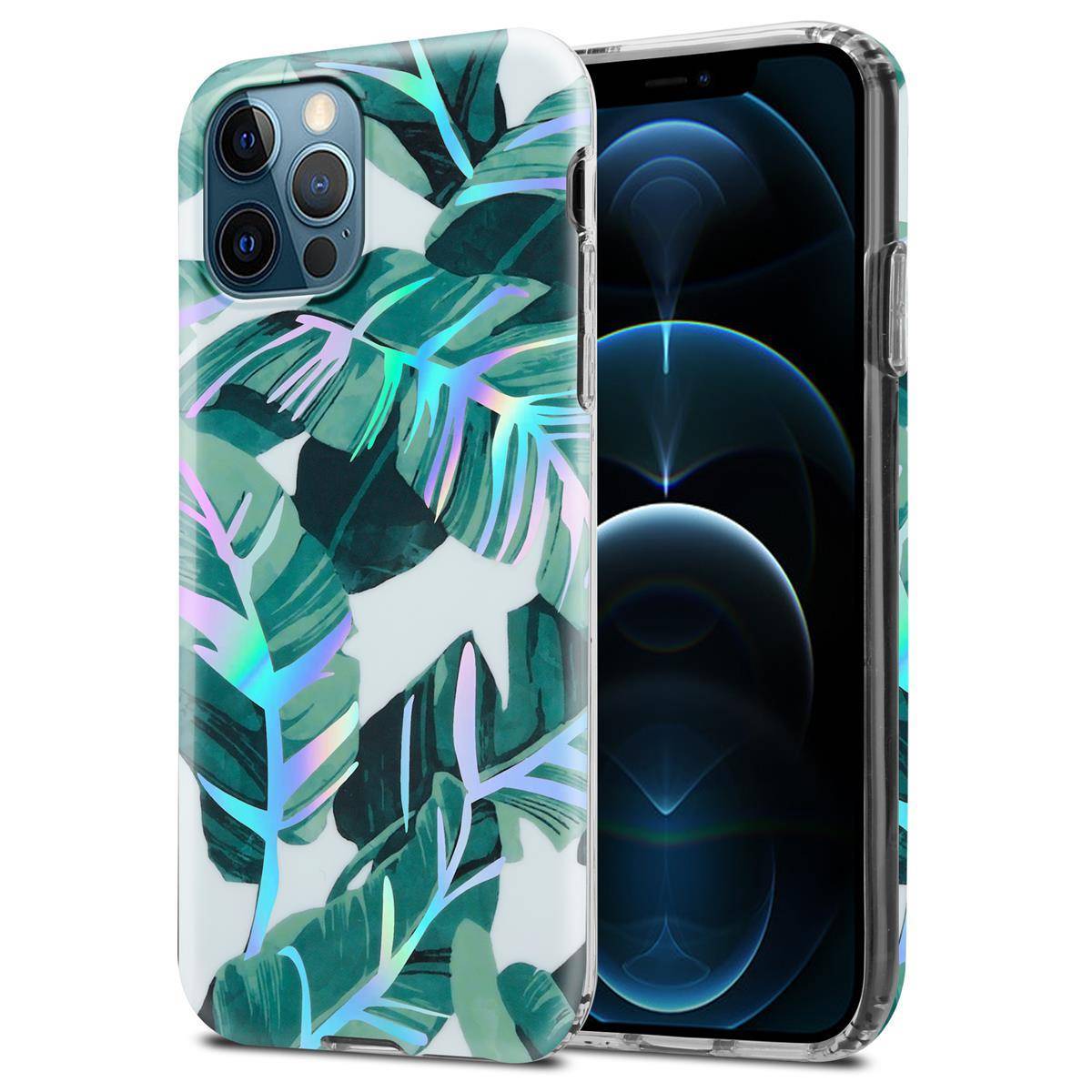 Cadorabo Hülle für Apple iPhone 12 PRO MAX Schutz Hülle mit Weiß TPU Etui Blumen Flower Cover Case