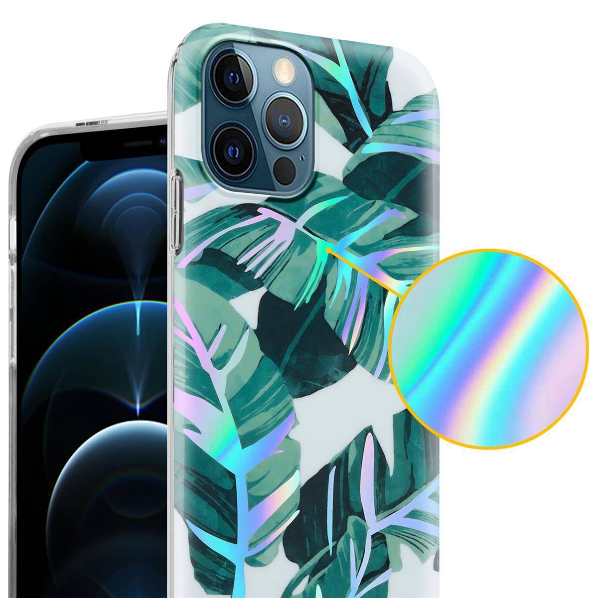 Cadorabo Hülle für Apple iPhone 12 PRO MAX Schutz Hülle mit Weiß TPU Etui Blumen Flower Cover Case