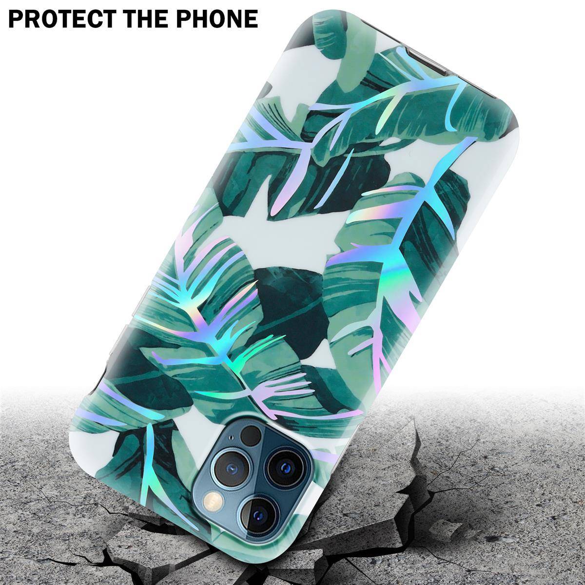 Cadorabo Hülle für Apple iPhone 12 PRO MAX Schutz Hülle mit Weiß TPU Etui Blumen Flower Cover Case
