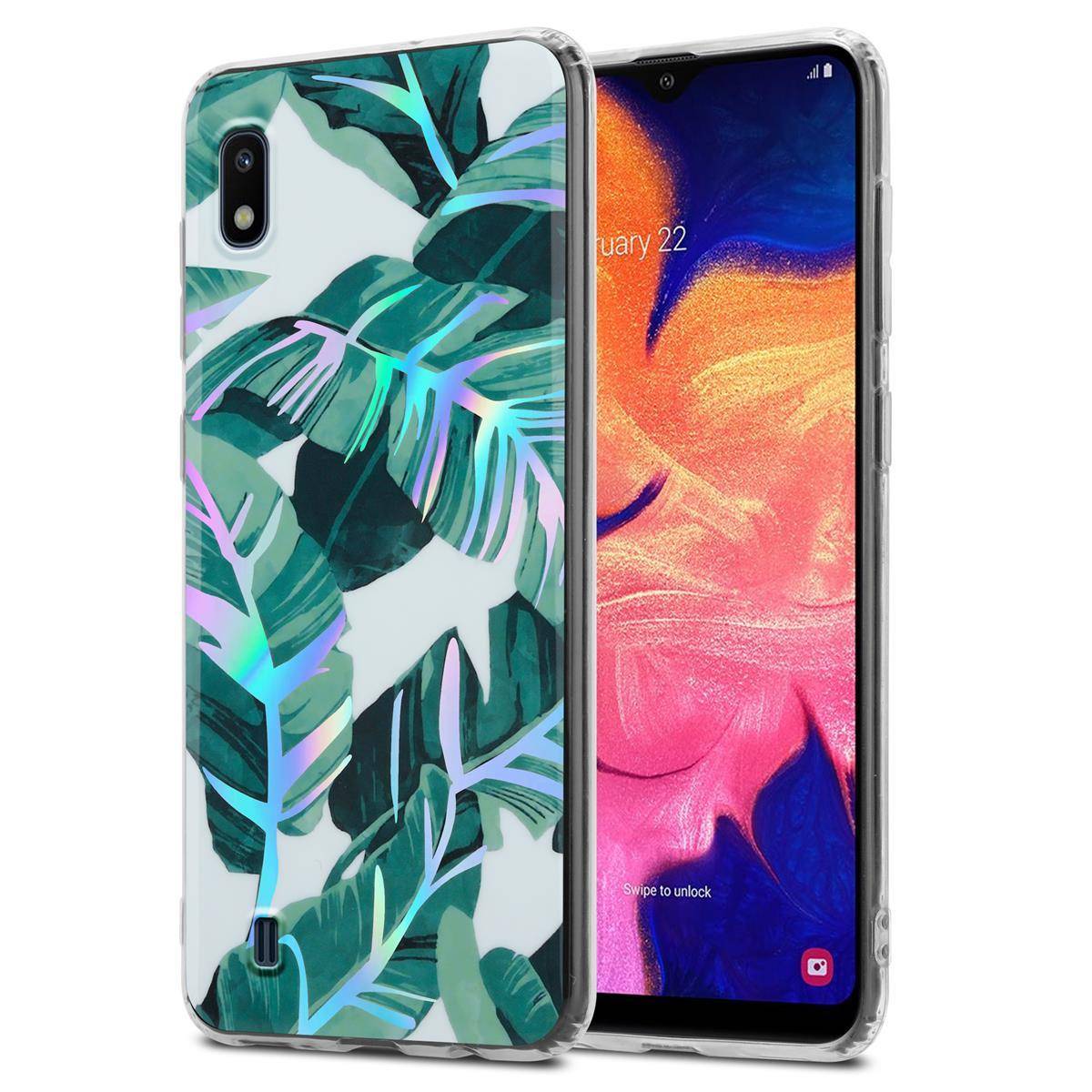 Cadorabo Hülle für Samsung Galaxy A10 / M10 Schutz Hülle mit Weiß TPU Etui Blumen Flower Cover Case