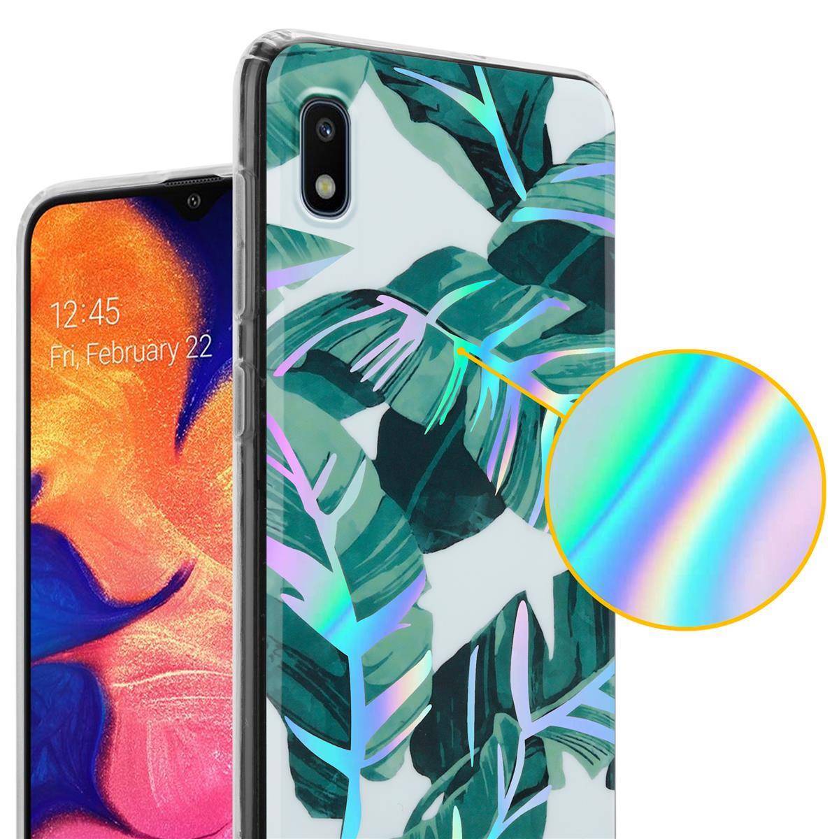 Cadorabo Hülle für Samsung Galaxy A10 / M10 Schutz Hülle mit Weiß TPU Etui Blumen Flower Cover Case