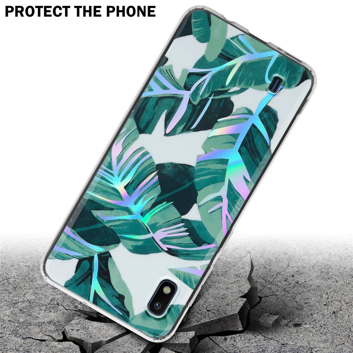Cadorabo Hülle für Samsung Galaxy A10 / M10 Schutz Hülle mit Weiß TPU Etui Blumen Flower Cover Case