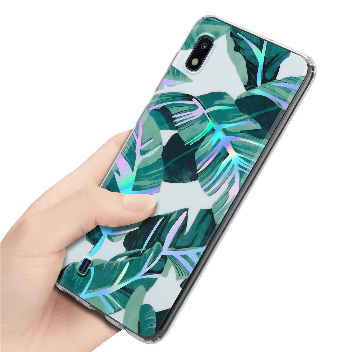 Cadorabo Hülle für Samsung Galaxy A10 / M10 Schutz Hülle mit Weiß TPU Etui Blumen Flower Cover Case