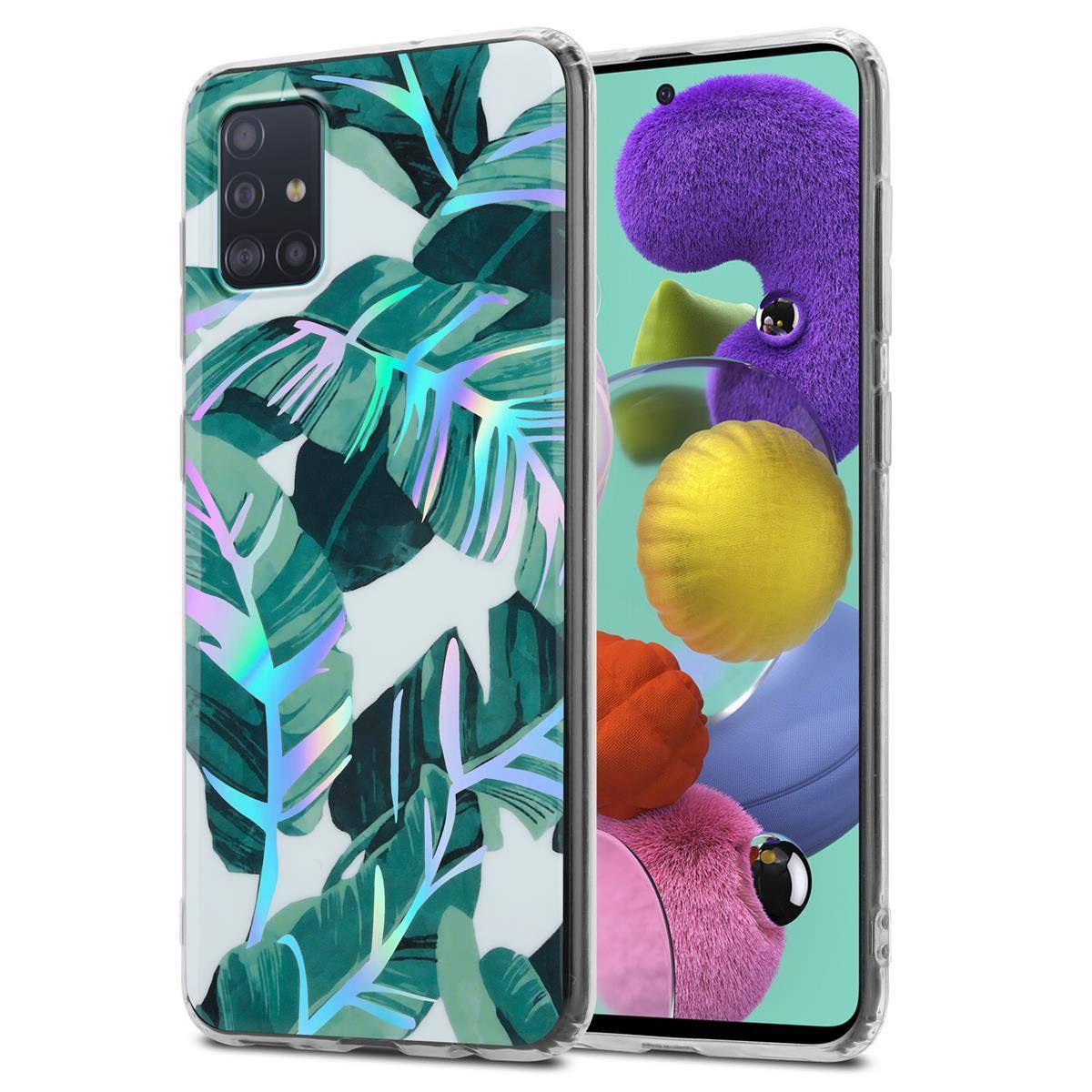 Cadorabo Hülle für Samsung Galaxy A51 4G / M40s Schutz Hülle mit Weiß TPU Etui Blumen Flower Cover Case