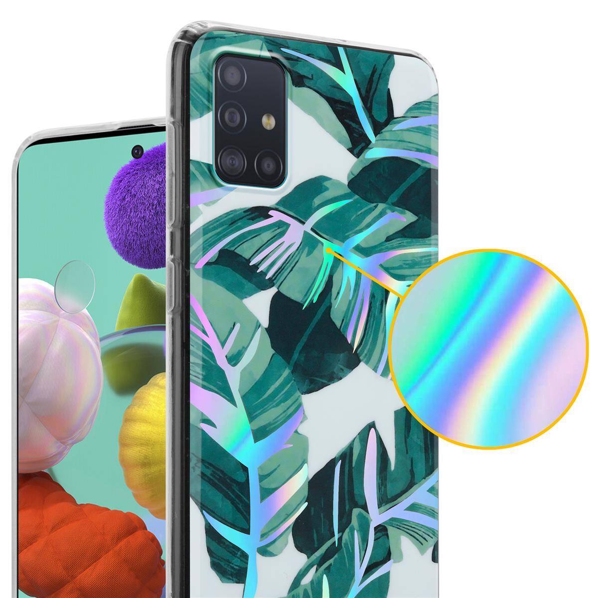 Cadorabo Hülle für Samsung Galaxy A51 4G / M40s Schutz Hülle mit Weiß TPU Etui Blumen Flower Cover Case