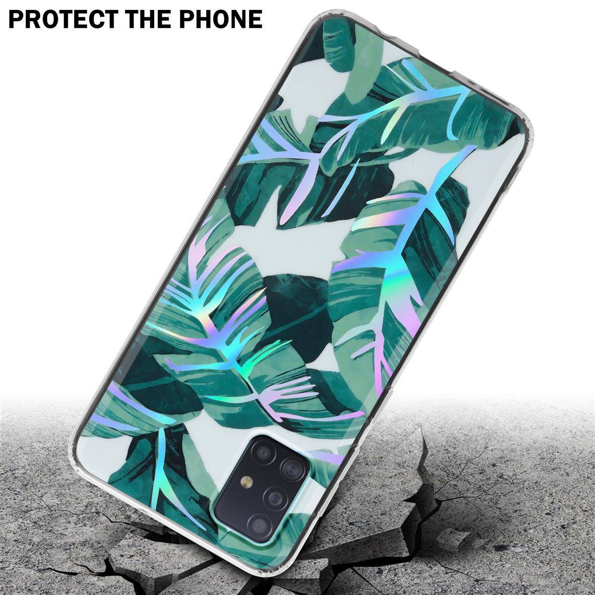 Cadorabo Hülle für Samsung Galaxy A51 4G / M40s Schutz Hülle mit Weiß TPU Etui Blumen Flower Cover Case