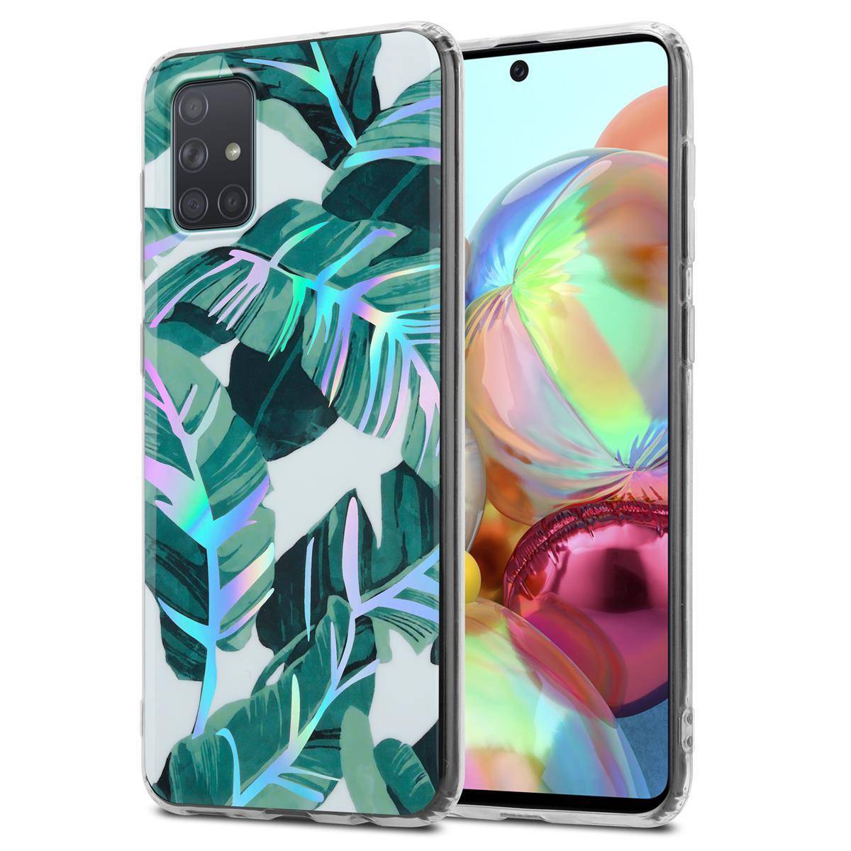 Cadorabo Hülle für Samsung Galaxy A71 4G Schutz Hülle mit Weiß TPU Etui Blumen Flower Cover Case