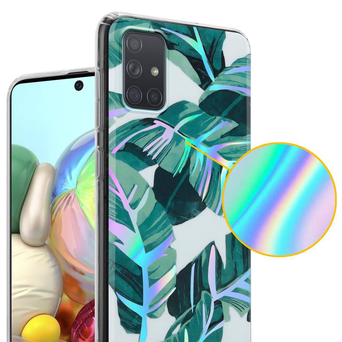 Cadorabo Hülle für Samsung Galaxy A71 4G Schutz Hülle mit Weiß TPU Etui Blumen Flower Cover Case