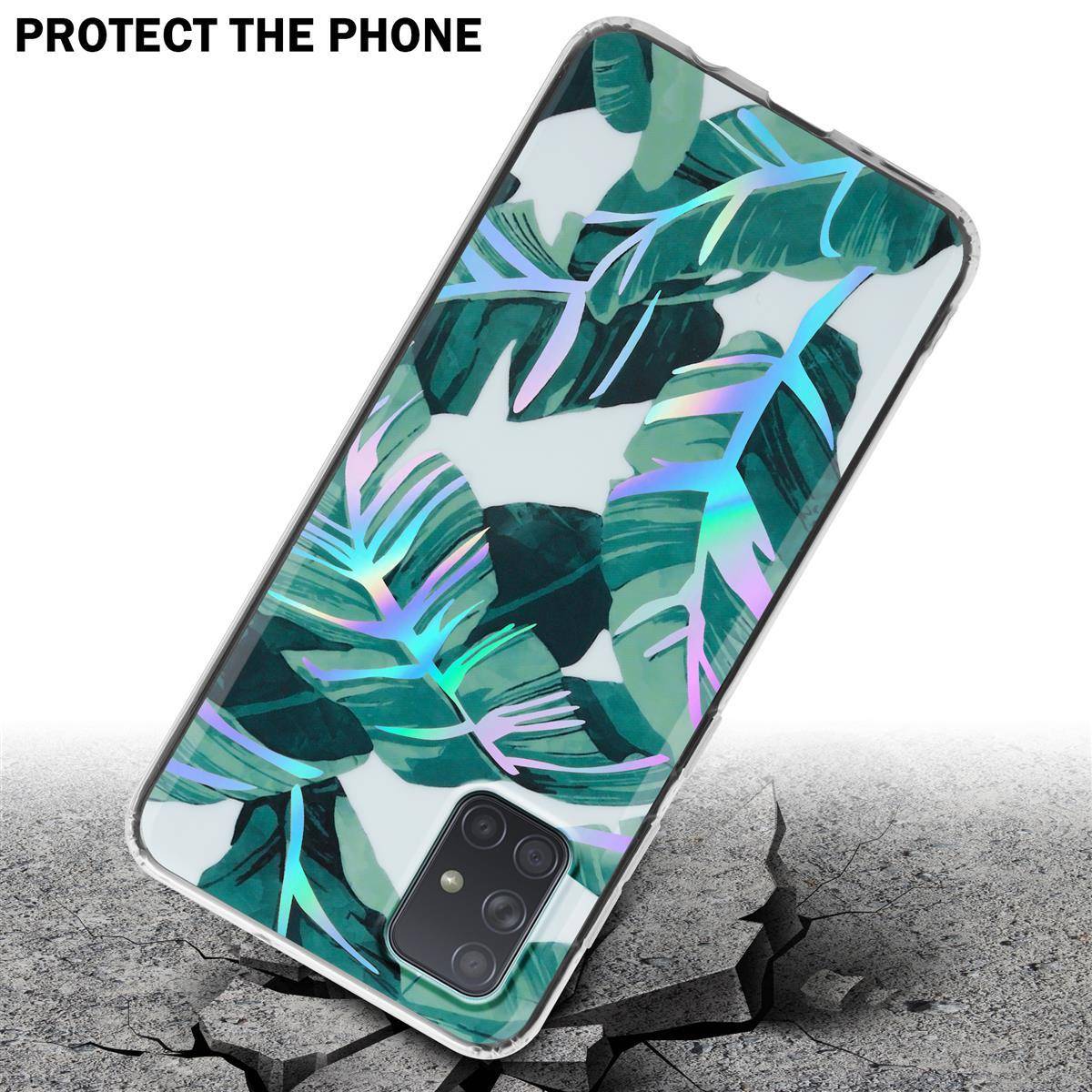Cadorabo Hülle für Samsung Galaxy A71 4G Schutz Hülle mit Weiß TPU Etui Blumen Flower Cover Case