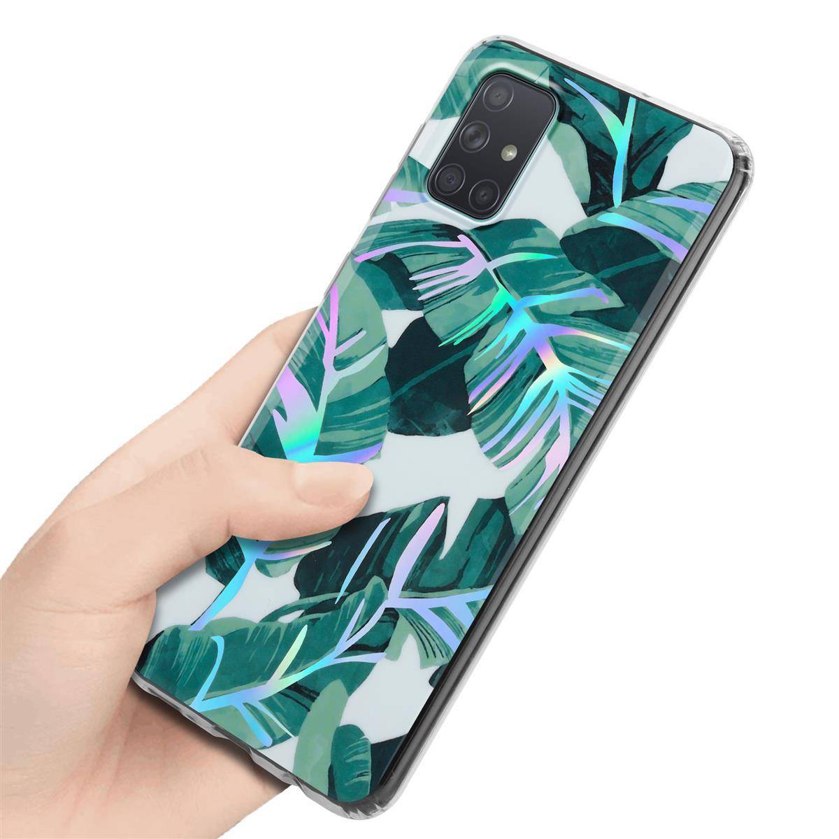 Cadorabo Hülle für Samsung Galaxy A71 4G Schutz Hülle mit Weiß TPU Etui Blumen Flower Cover Case