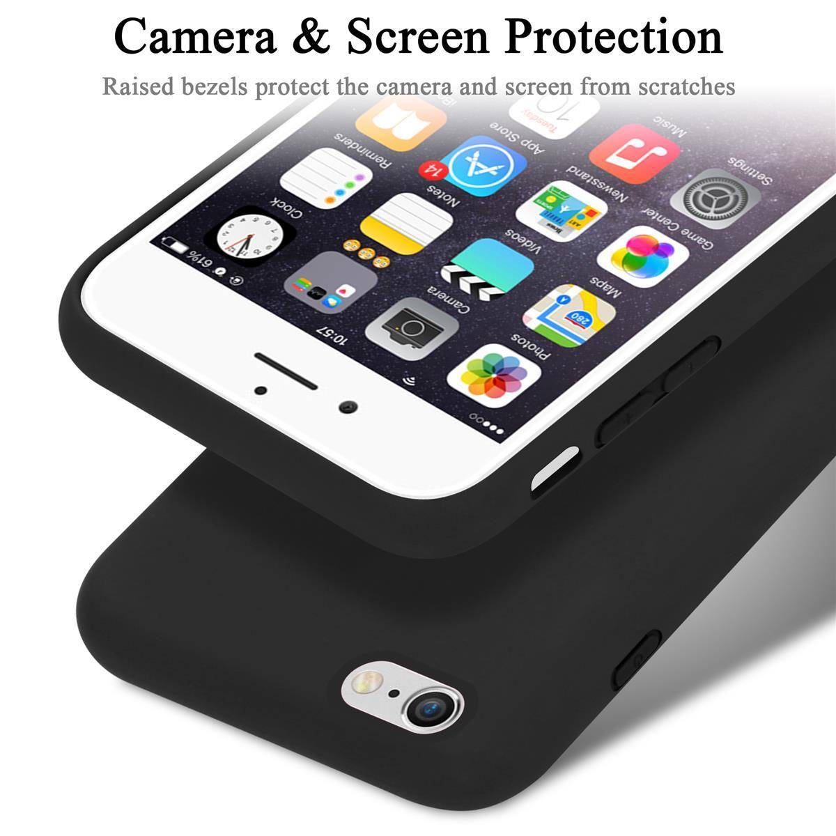 Cadorabo Schutzhülle für Apple iPhone 6 PLUS / 6S PLUS Hülle in Schwarz Handyhülle Case Cover TPU Etui