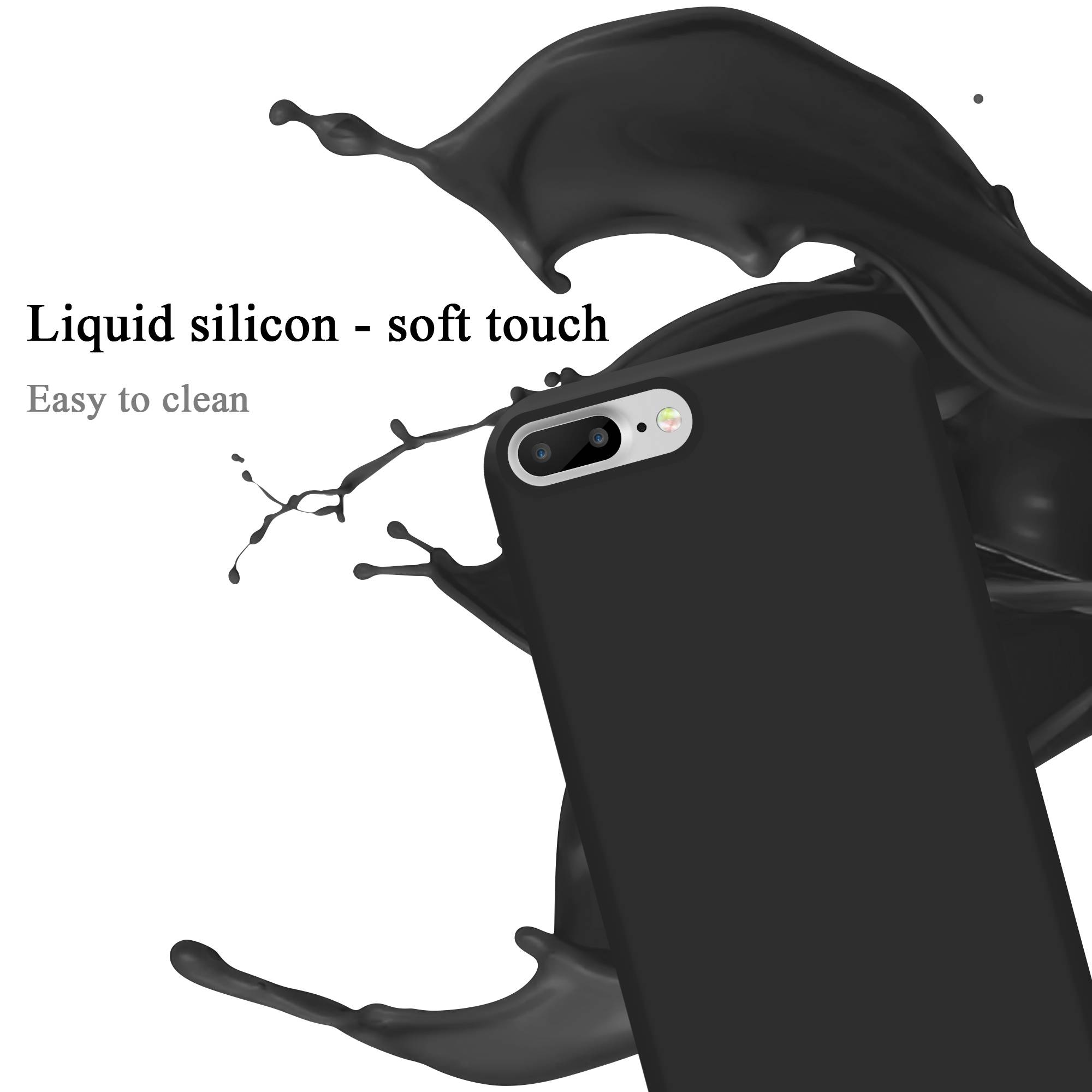 Cadorabo Schutzhülle für Apple iPhone 7 PLUS / 7S PLUS / 8 PLUS Hülle in Schwarz Handyhülle Case Cover TPU Etui