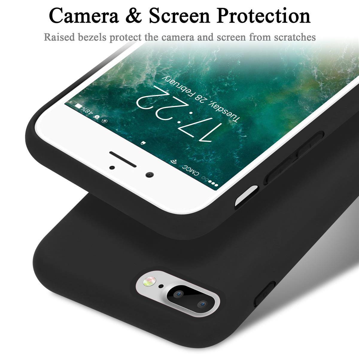 Cadorabo Schutzhülle für Apple iPhone 7 PLUS / 7S PLUS / 8 PLUS Hülle in Schwarz Handyhülle Case Cover TPU Etui