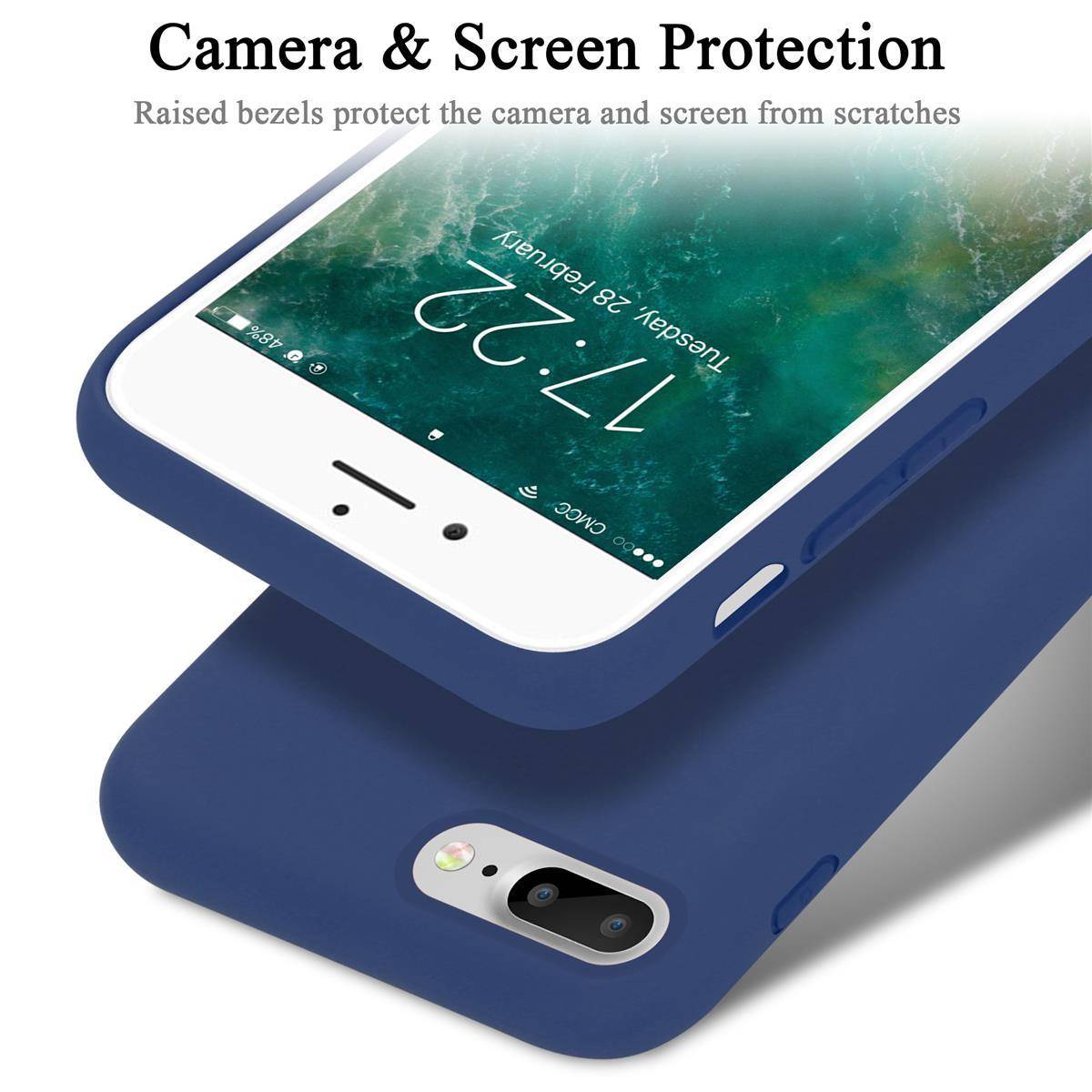 Cadorabo Schutzhülle für Apple iPhone 7 PLUS / 7S PLUS / 8 PLUS Hülle in Blau Handyhülle Case Cover TPU Etui