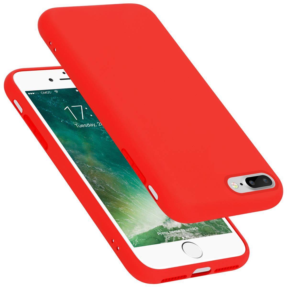Cadorabo Schutzhülle für Apple iPhone 7 PLUS / 7S PLUS / 8 PLUS Hülle in Rot Handyhülle Case Cover TPU Etui