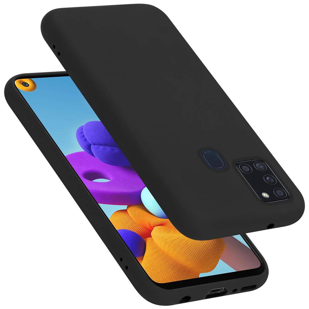 Cadorabo Schutzhülle für Samsung Galaxy A21s Hülle in Schwarz Handyhülle Case Cover TPU Etui