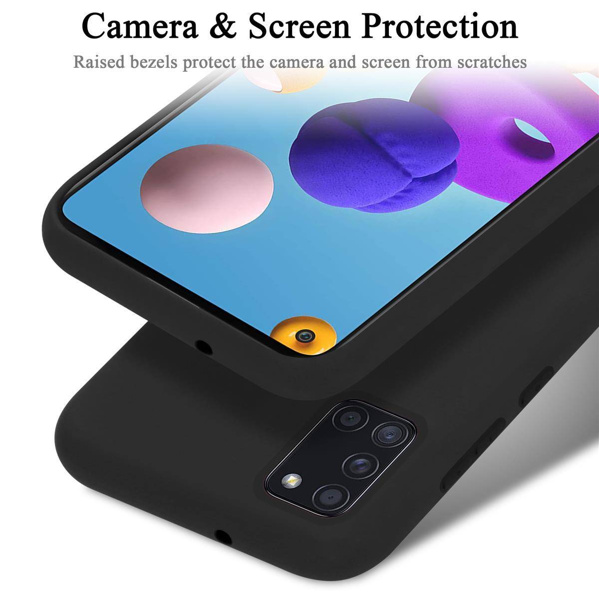 Cadorabo Schutzhülle für Samsung Galaxy A21s Hülle in Schwarz Handyhülle Case Cover TPU Etui