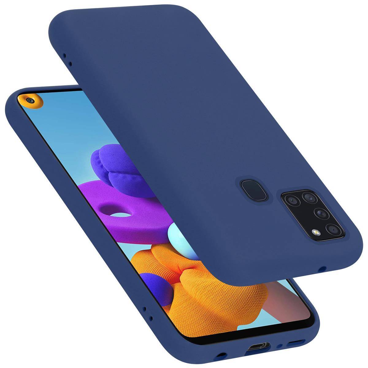 Cadorabo Schutzhülle für Samsung Galaxy A21s Hülle in Blau Handyhülle Case Cover TPU Etui