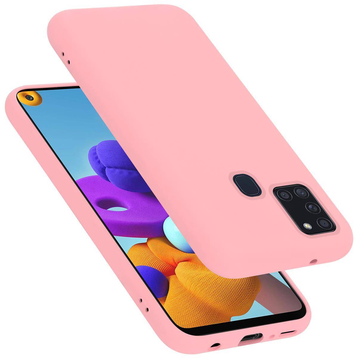 Cadorabo Schutzhülle für Samsung Galaxy A21s Hülle in Rosa Handyhülle Case Cover TPU Etui