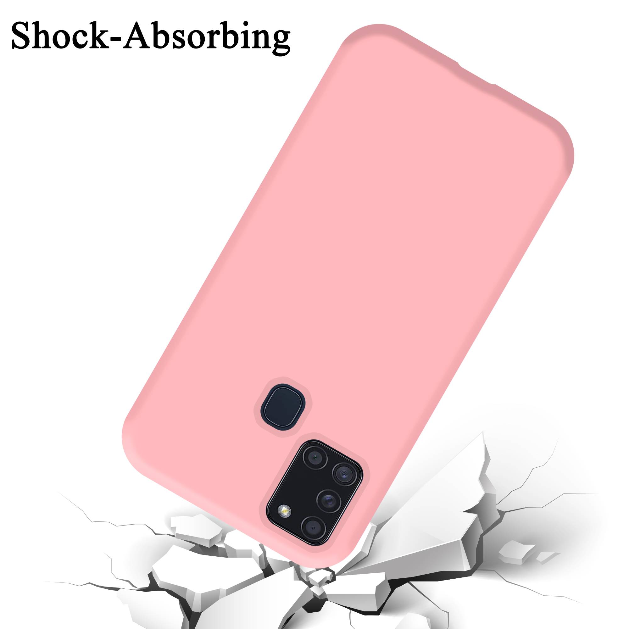 Cadorabo Schutzhülle für Samsung Galaxy A21s Hülle in Rosa Handyhülle Case Cover TPU Etui