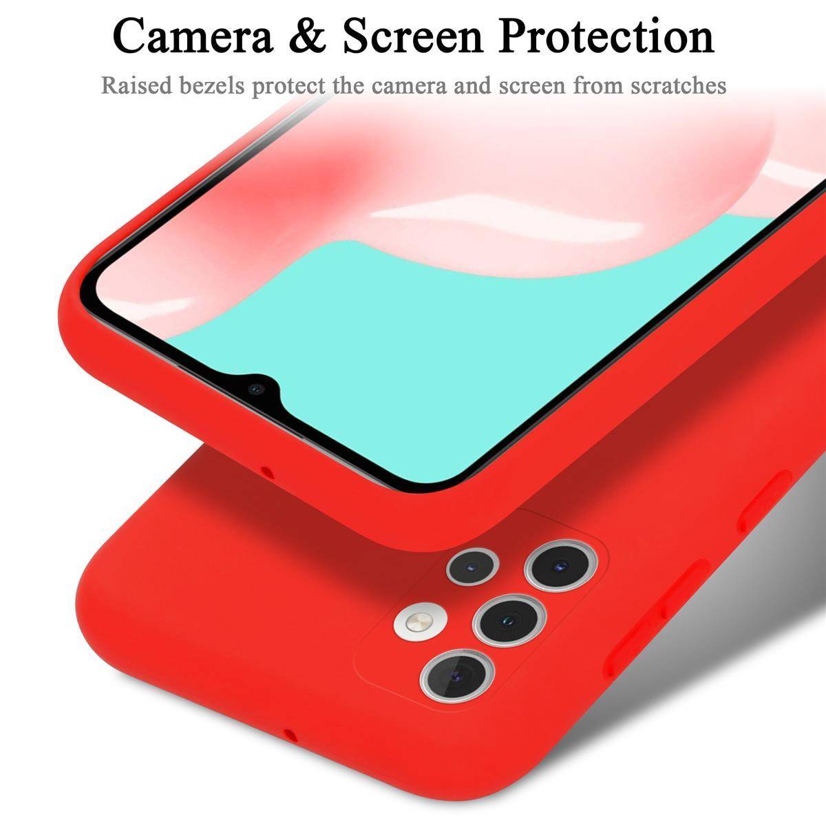 Cadorabo Schutzhülle für Samsung Galaxy A32 4G Hülle in Rot Handyhülle Case Cover TPU Etui
