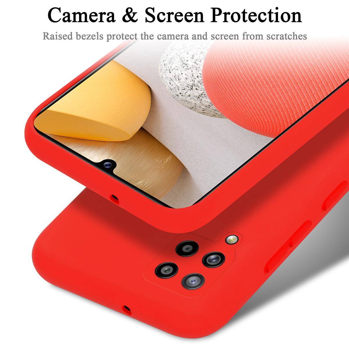 Cadorabo Schutzhülle für Samsung Galaxy A42 4G Hülle in Rot Handyhülle Case Cover TPU Etui