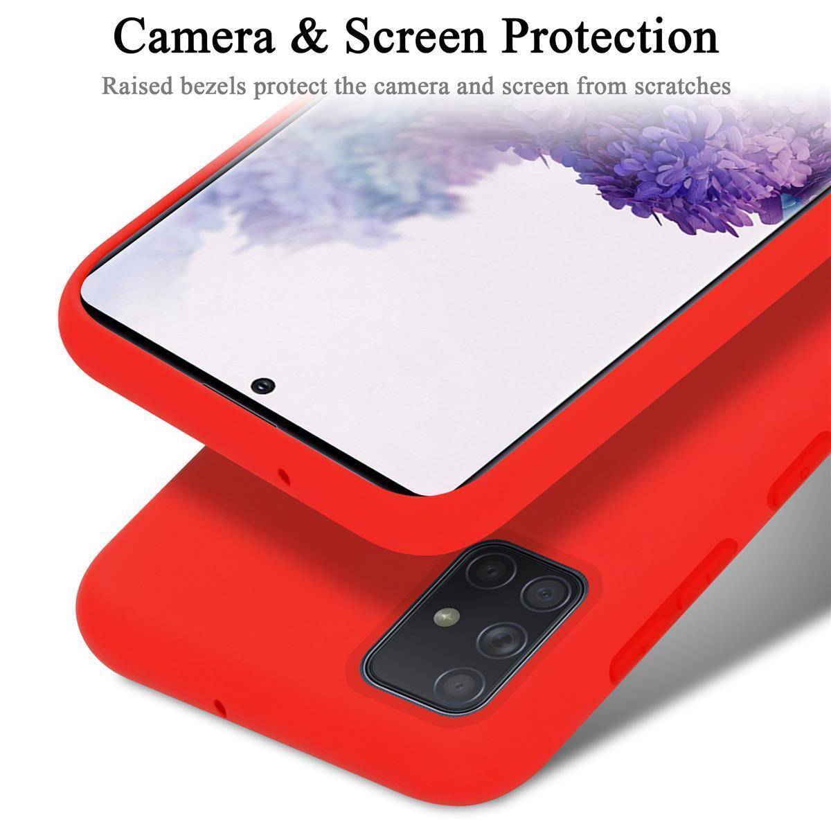 Cadorabo Schutzhülle für Samsung Galaxy A51 5G Hülle in Rot Handyhülle Case Cover TPU Etui