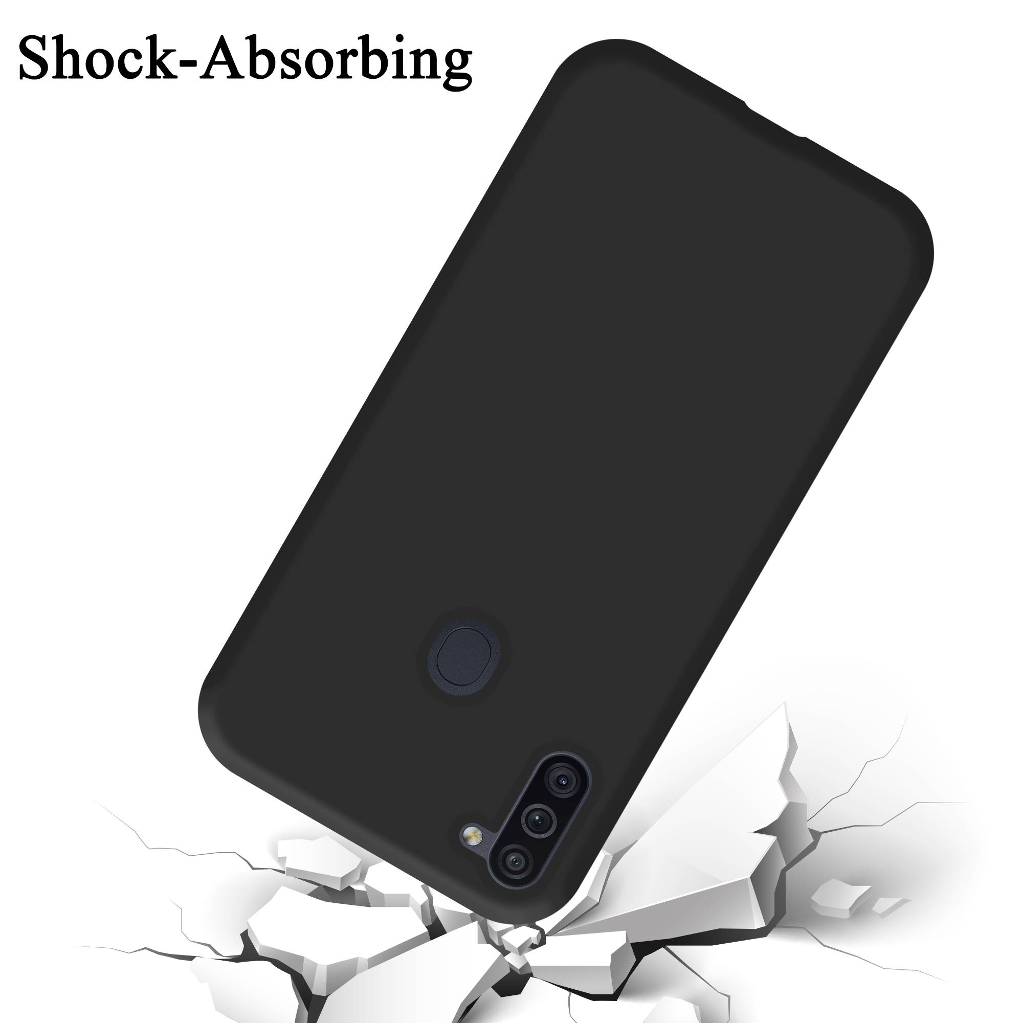 Cadorabo Schutzhülle für Samsung Galaxy A11 / M11 Hülle in Schwarz Handyhülle Case Cover TPU Etui