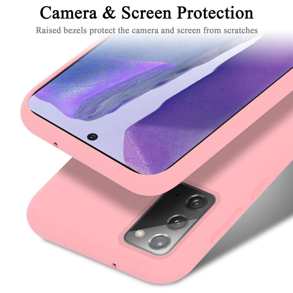 Cadorabo Schutzhülle für Samsung Galaxy NOTE 20 Hülle in Rosa Handyhülle Case Cover TPU Etui