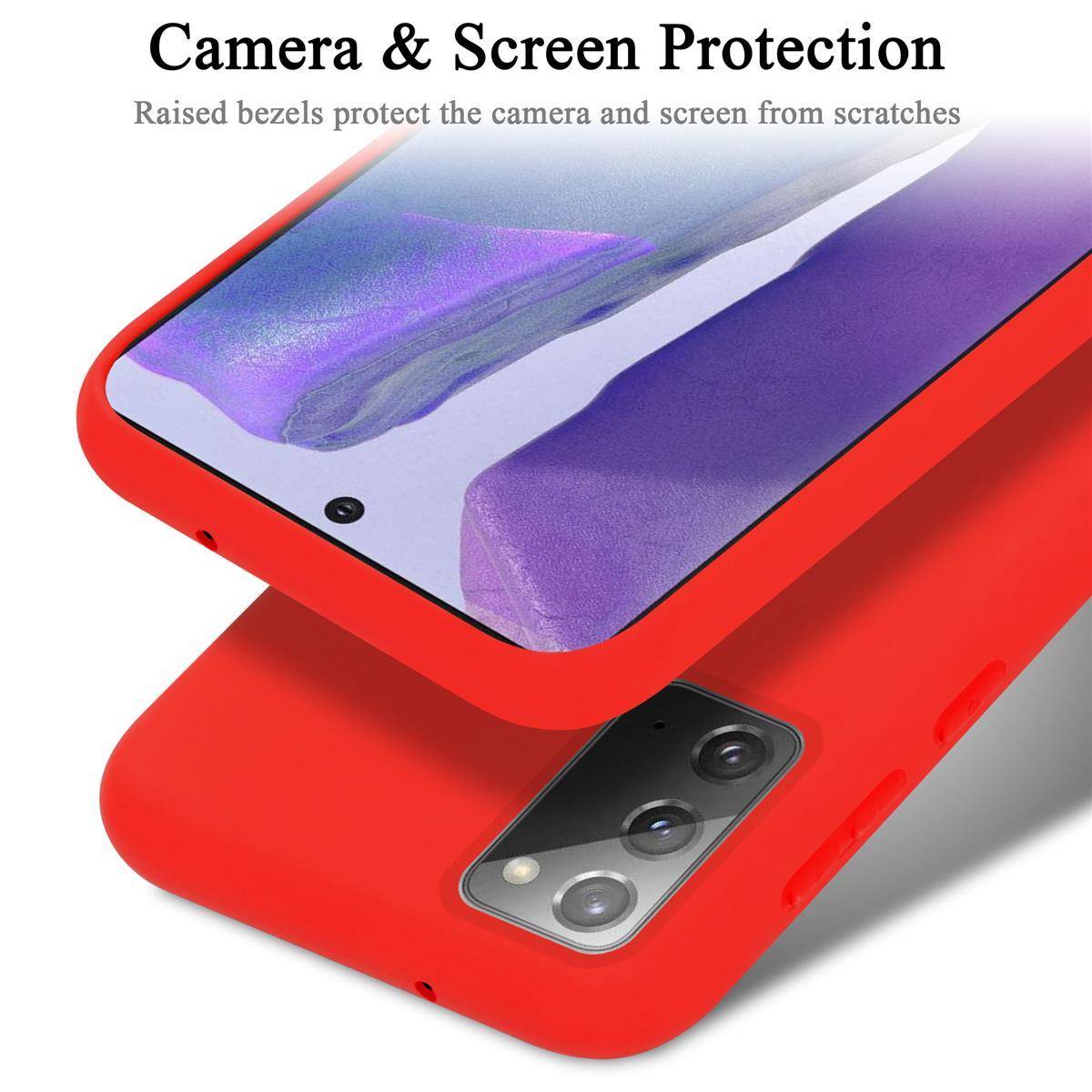 Cadorabo Schutzhülle für Samsung Galaxy NOTE 20 Hülle in Rot Handyhülle Case Cover TPU Etui