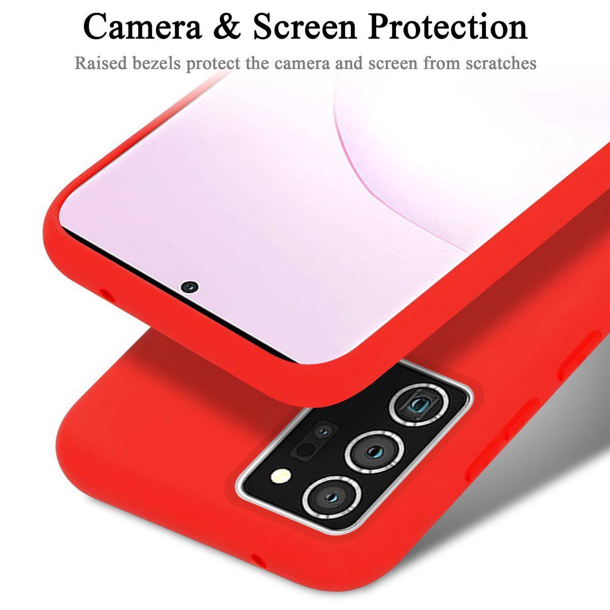 Cadorabo Schutzhülle für Samsung Galaxy NOTE 20 PLUS Hülle in Rot Handyhülle Case Cover TPU Etui
