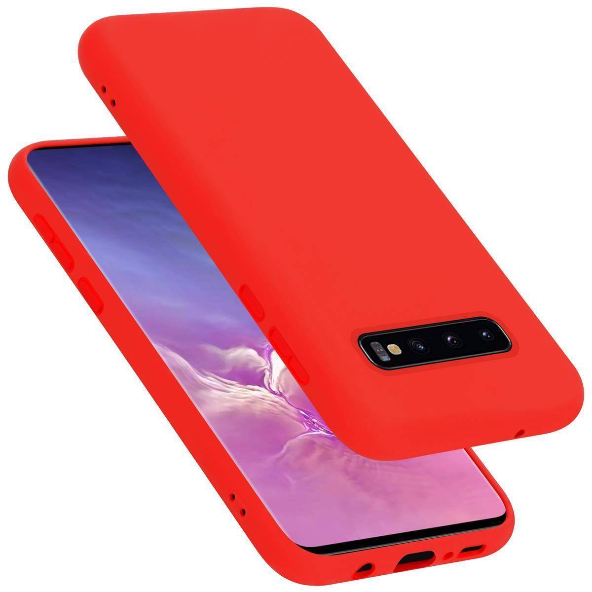 Cadorabo Schutzhülle für Samsung Galaxy S10 PLUS Hülle in Rot Handyhülle Case Cover TPU Etui