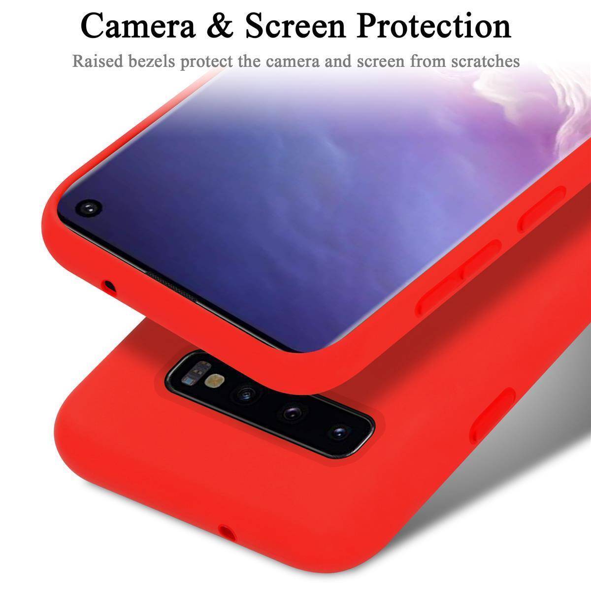 Cadorabo Schutzhülle für Samsung Galaxy S10 PLUS Hülle in Rot Handyhülle Case Cover TPU Etui