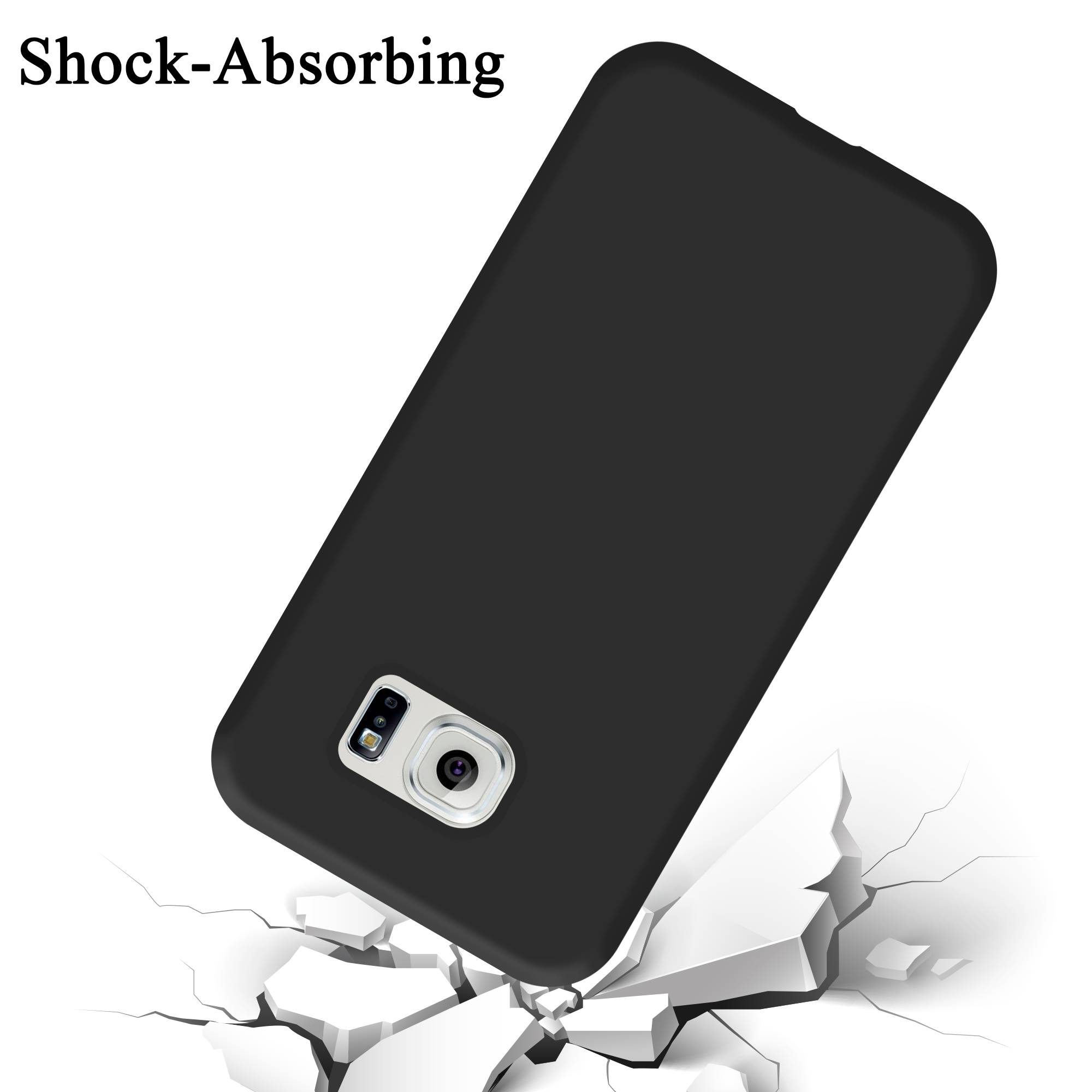 Cadorabo Schutzhülle für Samsung Galaxy S6 EDGE PLUS Hülle in Schwarz Handyhülle Case Cover TPU Etui