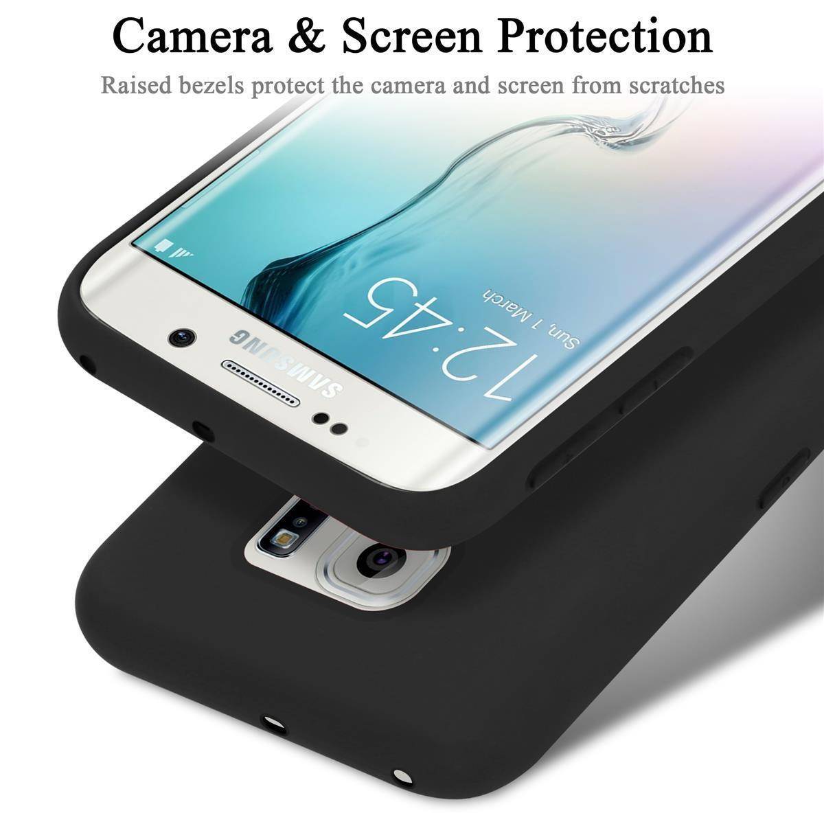 Cadorabo Schutzhülle für Samsung Galaxy S6 EDGE PLUS Hülle in Schwarz Handyhülle Case Cover TPU Etui