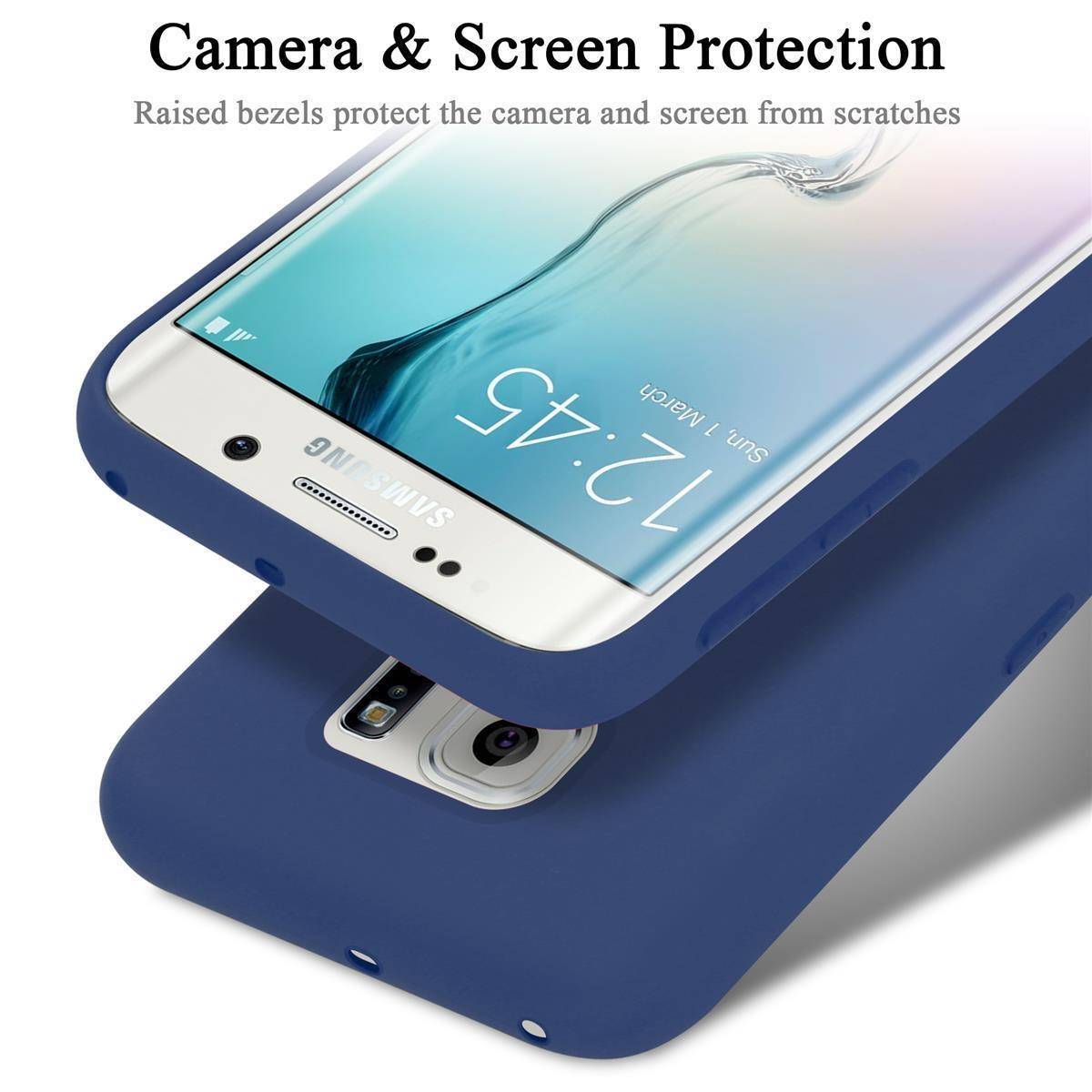 Cadorabo Schutzhülle für Samsung Galaxy S6 EDGE PLUS Hülle in Blau Handyhülle Case Cover TPU Etui