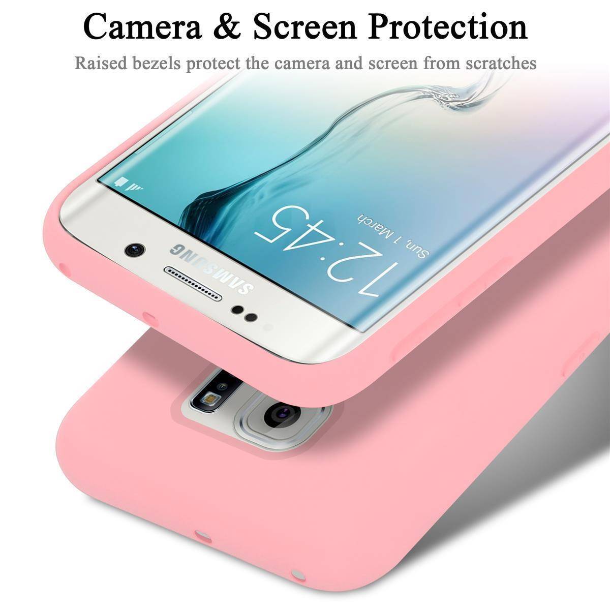 Cadorabo Schutzhülle für Samsung Galaxy S6 EDGE PLUS Hülle in Rosa Handyhülle Case Cover TPU Etui