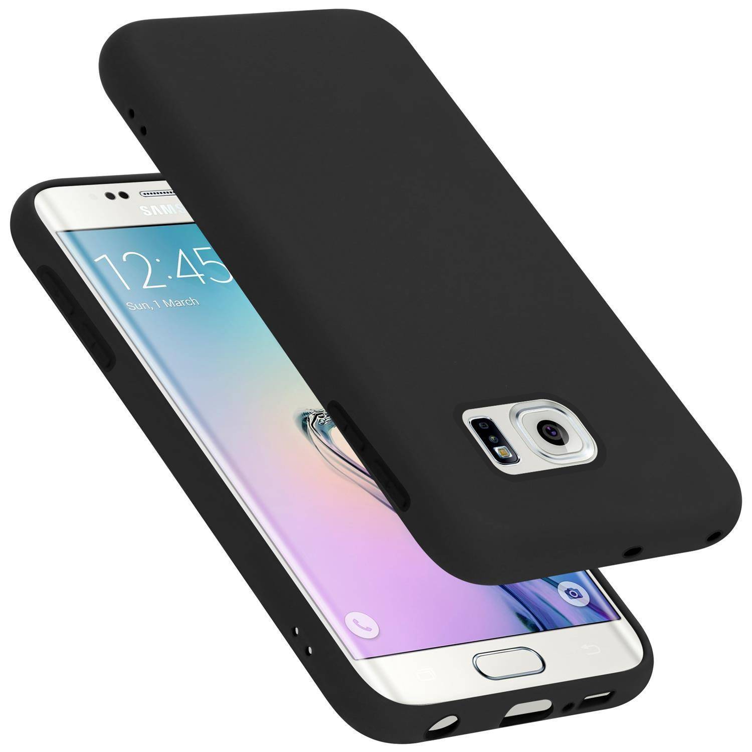 Cadorabo Schutzhülle für Samsung Galaxy S6 EDGE Hülle in Schwarz Handyhülle Case Cover TPU Etui